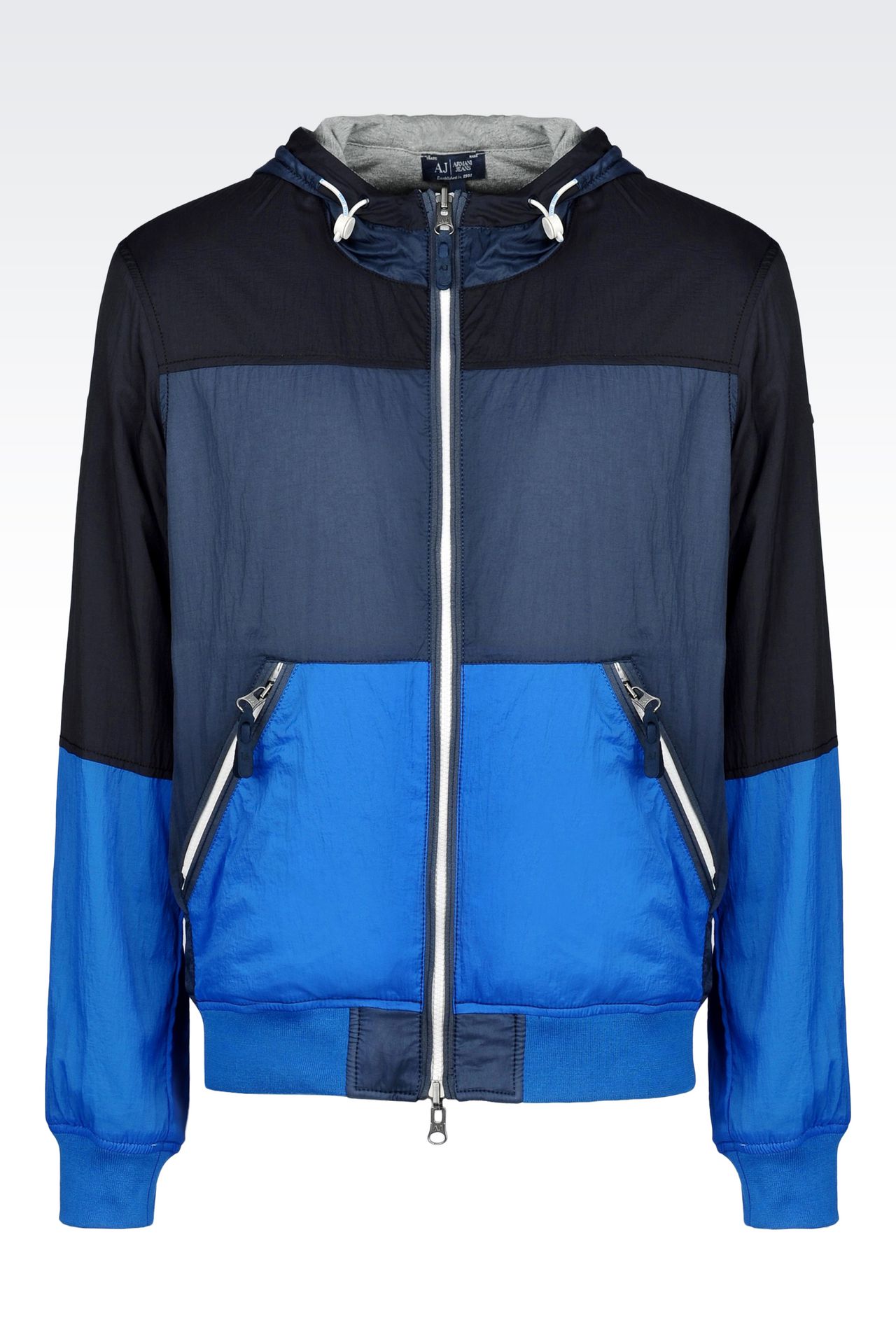 armani jeans men dust jacket - reversible blouson in nylon and