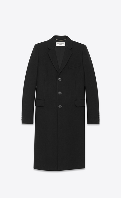 SAINT LAURENT コート レディース シグネチャー チェスターフィールドコート(ブラック/ウール) a_V4