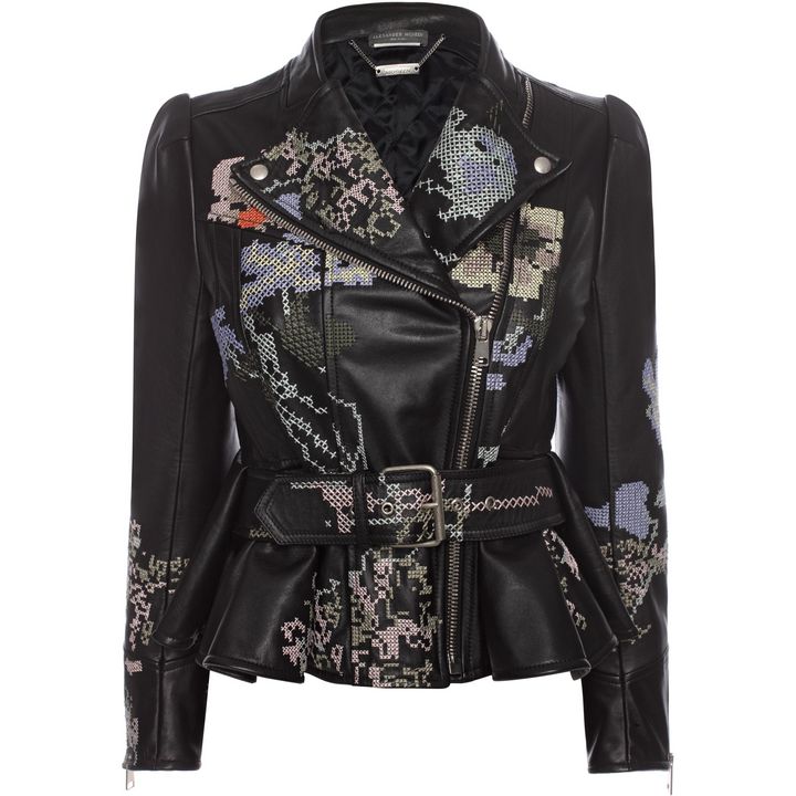 Cross Stitch Leather Jacket Alexander McQueen | Jacket | Jackets Coats