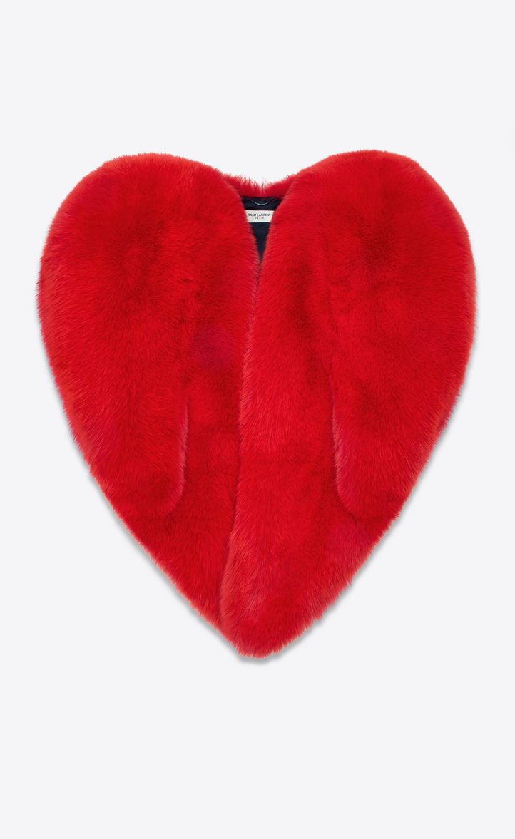 Saint Laurent Heart Cape In Red Fox Fur | YSL.com