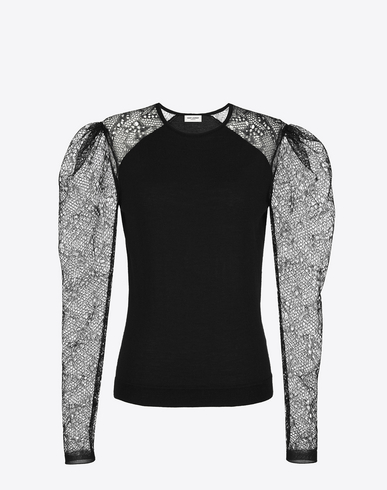 black lace sleeve sweater