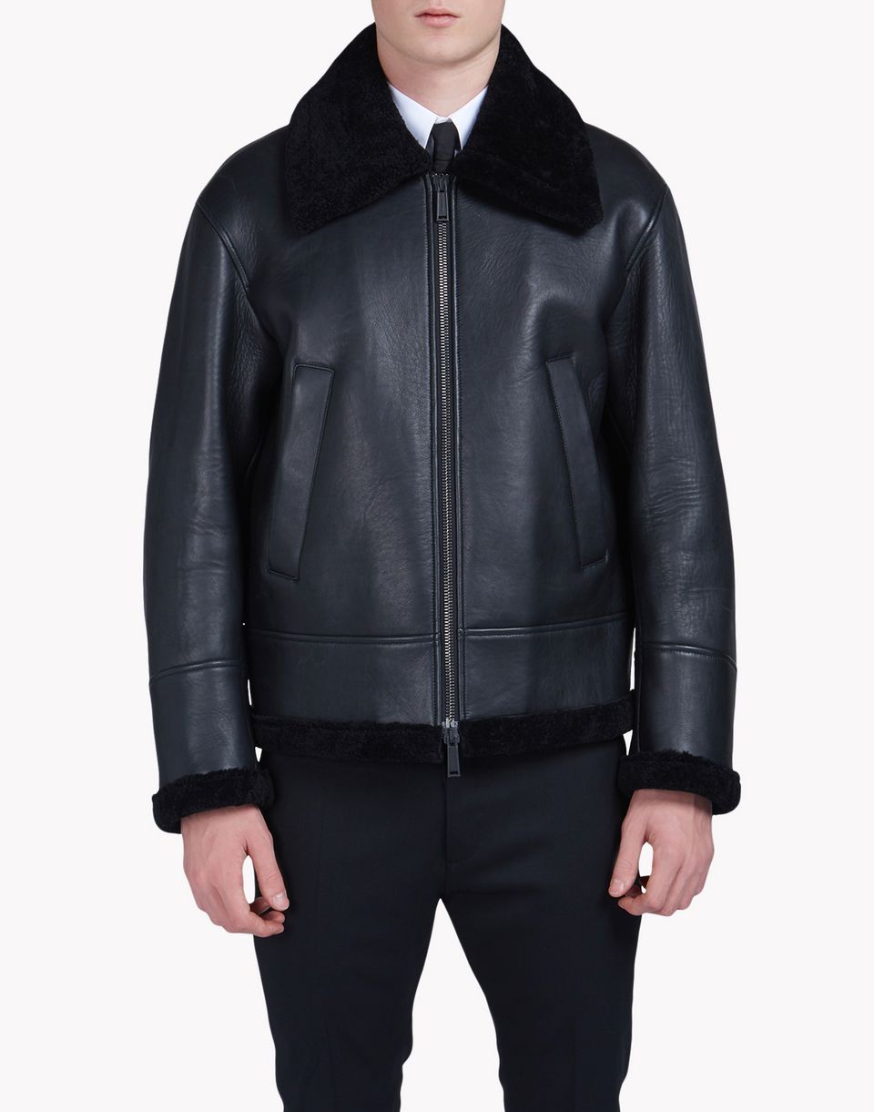 Dsquared2 Shearling Trimmed Leather Jacket Black - Kaban for Men ...