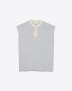 SAINT LAURENT Top Sportivi D Sleeveless sweatshirt in mottled gray fleece f