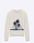 SAINT LAURENT Top Tricot U SUNSET sweater in off-white and black mohair f