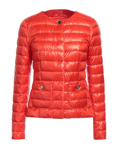 Herno Woman Puffer Orange Size 6 Polyamide, Cotton, Acetate In Orange