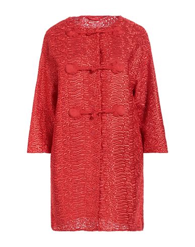 Ermanno Scervino Woman Overcoat & Trench Coat Tomato Red Size 2 Polyester, Polyamide