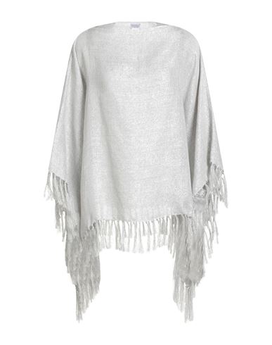 Brunello Cucinelli Woman Cape Light Grey Size Onesize Linen, Polyester, Metallic Fiber, Polyamide