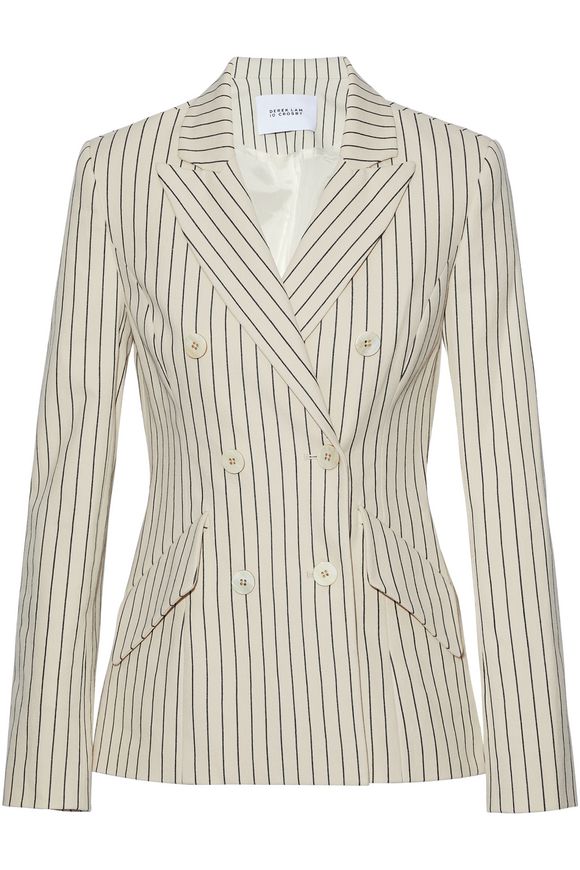 Double-breasted pinstriped cotton-blend blazer | DEREK LAM 10 CROSBY ...