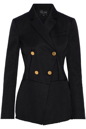 PROENZA SCHOULER WOMAN DOUBLE-BREASTED COTTON AND WOOL-BLEND JACQUARD BLAZER BLACK,US 13331180551773291