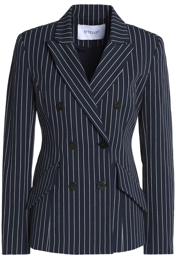 Double-breasted pinstriped cotton-blend blazer | DEREK LAM 10 CROSBY ...