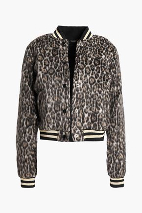 R13 LEOPARD-PRINT BRUSHED-FELT BOMBER BOMBER JACKET,3074457345618713852