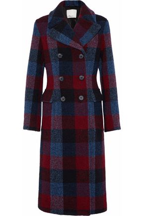 3.1 PHILLIP LIM / フィリップ リム WOMAN DOUBLE-BREASTED CHECKED WOOL-BLEND COAT NAVY,US 1188406768812359