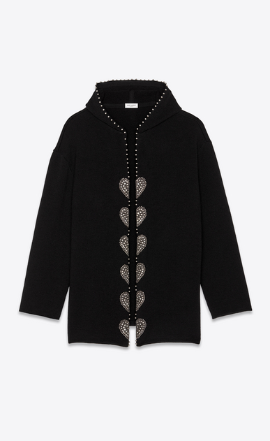 SAINT LAURENT Knitwear Tops Woman Studded baja embroidered with black wool a_V4
