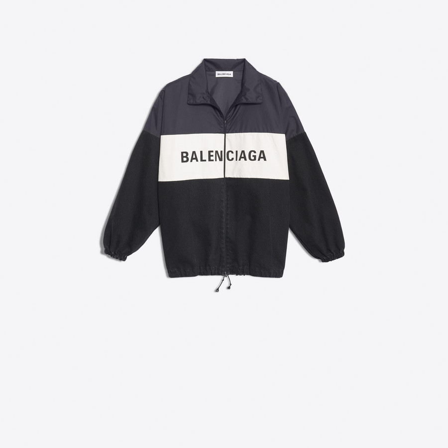 Women's Black Nylon Logo Denim Jacket | Balenciaga