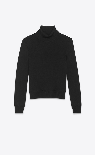 Rollkragenpullover aus schwarzer Wolle