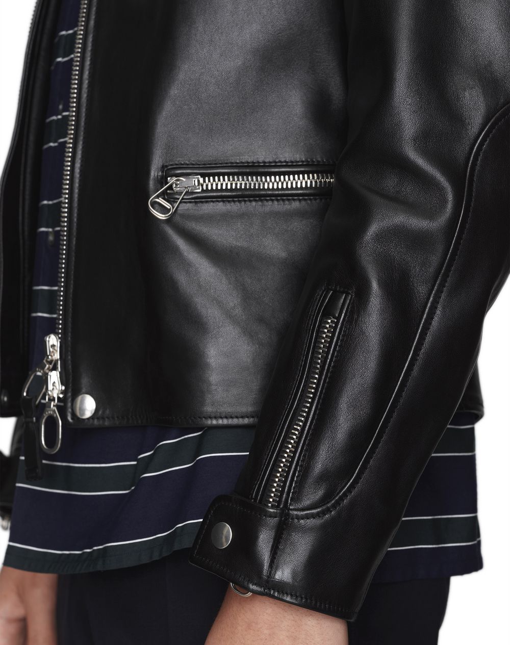 Lanvin Black Lambskin Leather Biker Jacket Outerwear Men