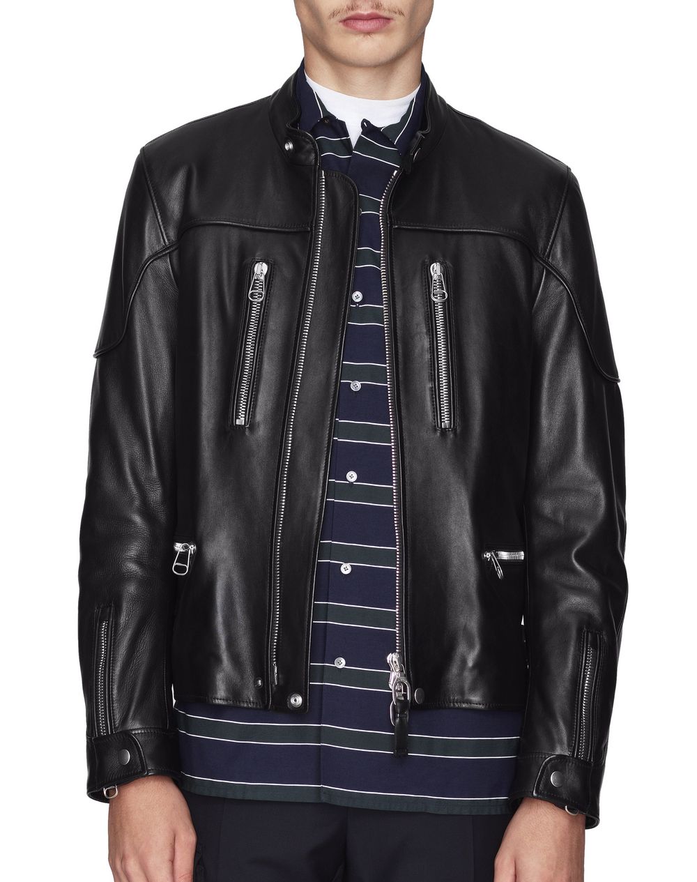 Lanvin Black Lambskin Leather Biker Jacket Outerwear Men