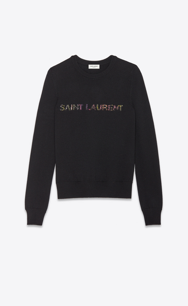 Wool sweater with Saint Laurent embroidery