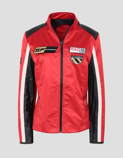 Scuderia Ferrari Online Store - Women's Everywhere Red nylon biker jacket - Bombers & Track Jackets