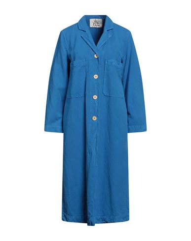Woman Overcoat Azure Size 4 Linen, Cotton