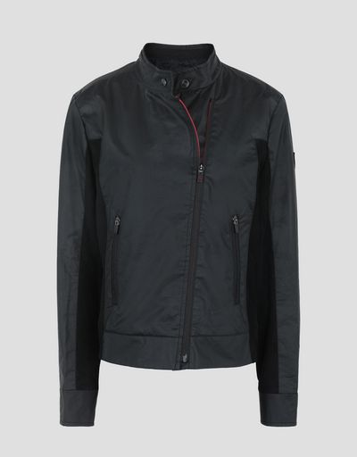 Scuderia Ferrari Online Store - Women's biker jacket in coated cotton - Biker Jackets