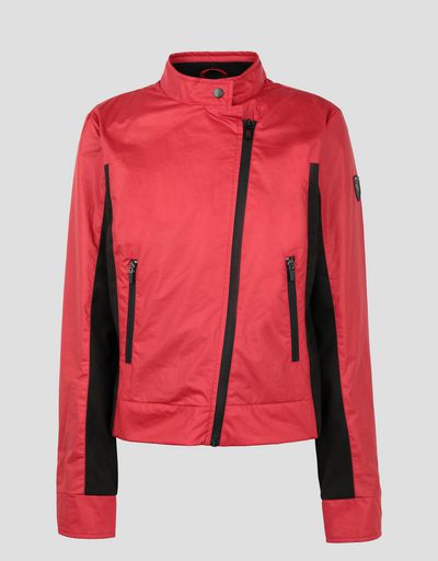 Scuderia Ferrari Online Store - Women's biker jacket in coated cotton - Biker Jackets