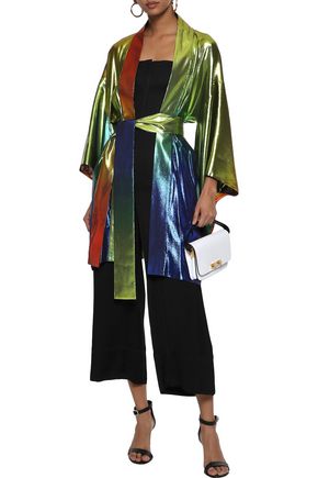 Rosie Assoulin Dégradé Silk-blend Lamé Kimono In Chartreuse