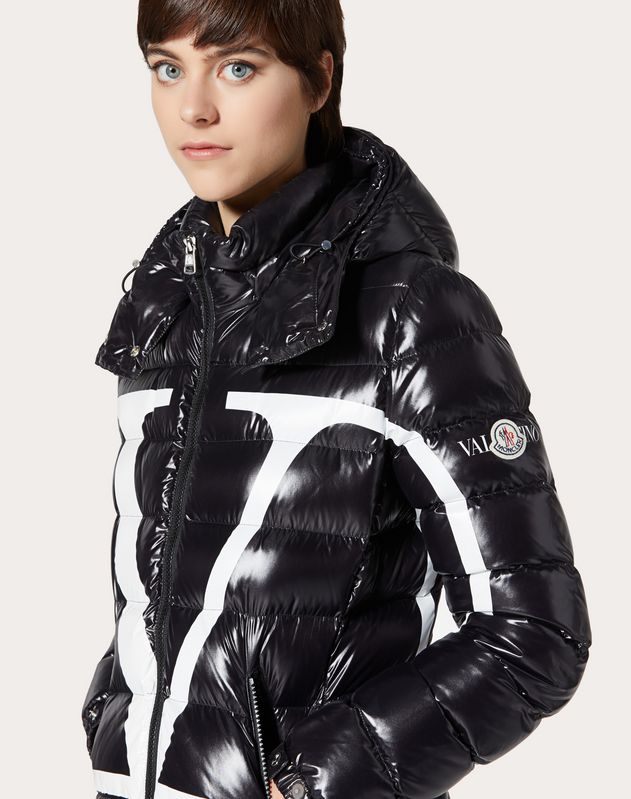 Moncler VLOGO lacquered nylon padded jacket for Woman | Valentino ...