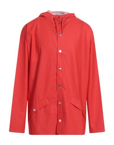 Rains Man Overcoat Red Size M/l Polyester, Polyurethane