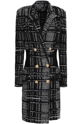 BALMAIN Double-breasted tweed coat