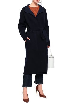 Click to view more detailed imagery on our partner's website Joseph Woman Belted Wool-Blend Coat Navy