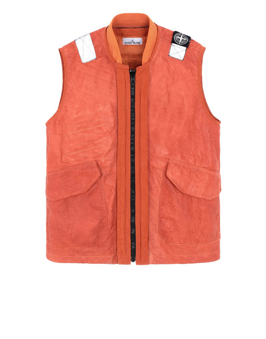 Sold out - STONE ISLAND 00195 GARMENT DYED LEATHER/DYNEEMA® REVERSIBLE DETACHABLE LINING LEATHER VEST Man Orange