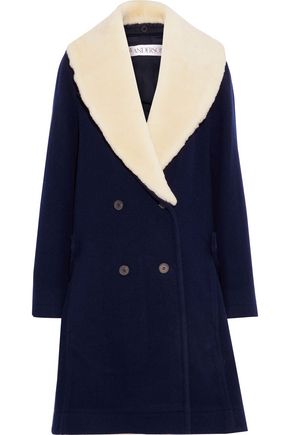 J.W.ANDERSON Swing double-breasted shearling-trimmed wool coat