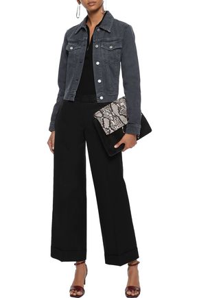 Click to view more detailed imagery on our partner's website J Brand Woman Harlow Cropped Snake-Print Denim Jacket Anthracite
