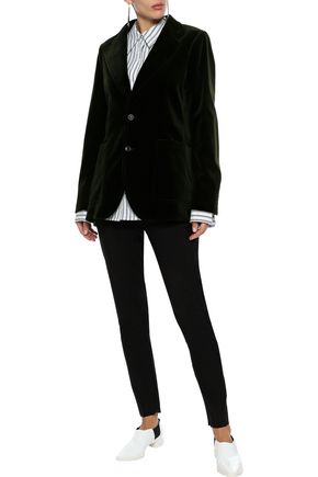 Click to view more detailed imagery on our partner's website Joseph Woman Albert Cotton-Blend Velvet Blazer Dark Green