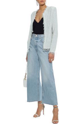Click to view more detailed imagery on our partner's website Iro Woman Shavani Frayed Cotton-Blend Bouclé Jacket Mint
