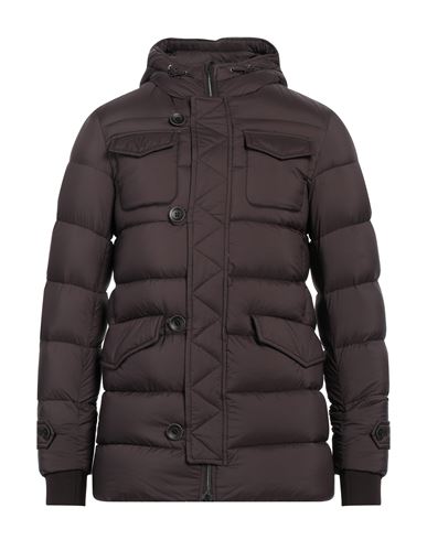 Herno Long-sleeved Hooded Down Jacket In Brown