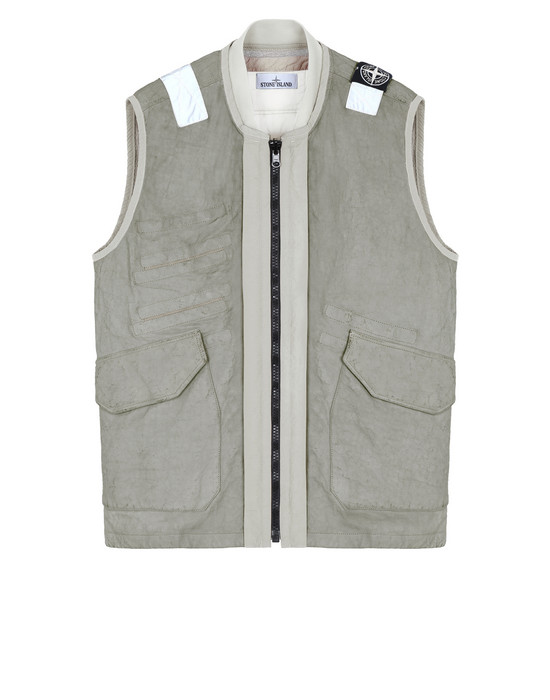 Sold out - STONE ISLAND 00195 GARMENT DYED LEATHER/DYNEEMA® REVERSIBLE DETACHABLE LINING LEATHER VEST Man Dust Gray