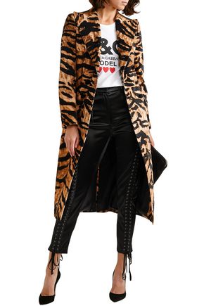 Dolce & Gabbana Tiger-print Cotton-blend Trench Coat In Animal Print