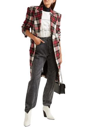 R13 Kendall Double-breasted Checked Wool-flannel Coat In Red