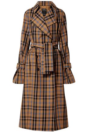 ROKH Checked gabardine trench coat