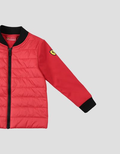 Scuderia Ferrari Online Store - Padded jacket for boys and girls with SOFTSHELL sleeves and back - Bombers & Track Jackets