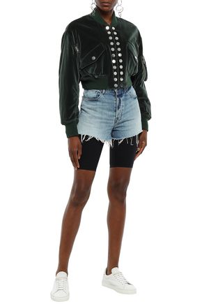 green velvet bomber jacket womens