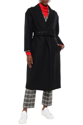 Sandro Woman Belt Wool-blend Felt Coat 