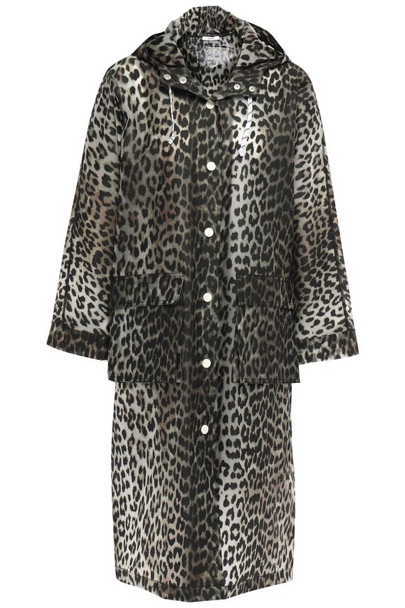 Leopard-print PVC hooded raincoat | GANNI | Sale up to 70% off | THE OUTNET