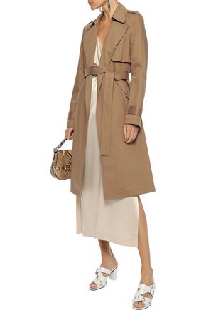 Click to view more detailed imagery on our partner's website Theory Woman Oaklane Cotton-blend Gabardine Trench Coat Camel