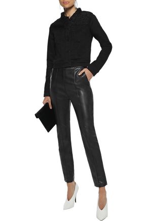Click to view more detailed imagery on our partner's website J Brand Woman Harlow Corded Lace-Paneled Denim Jacket Black