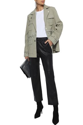 Click to view more detailed imagery on our partner's website J Brand Woman Teagan Whipstitched Cotton-Blend Canvas Jacket Grey Green