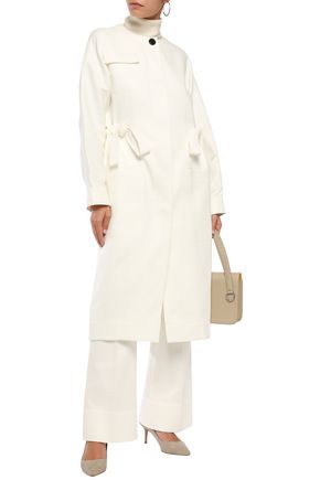 By Malene Birger Bow-detailed Cotton-blend Twill Coat In White