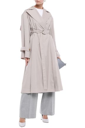 Adeam Gathered Shell Trench Coat In Light Grey